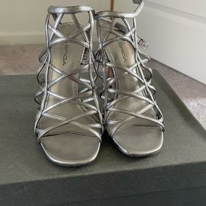 Via Spiga Heels. Silver in color. Good condition
